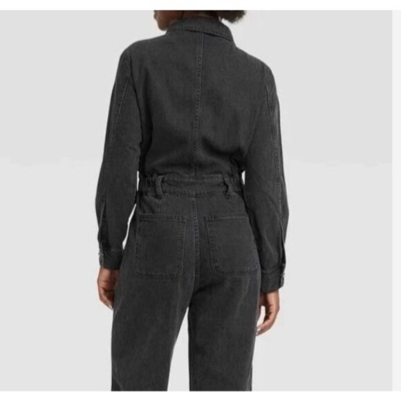 NEW Universal Thread Women's Utility Jumpsuit 10 Black Denim Long Sleeve 1852 - Picture 4 of 9